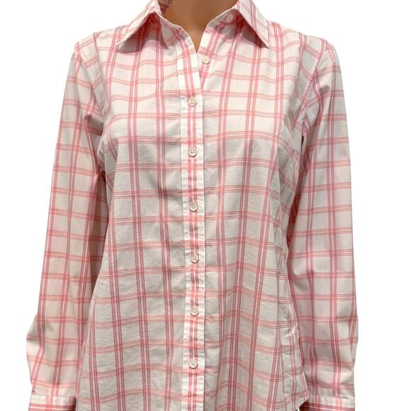 EUC Izod medium plaid check button front top blouse TB2 2339 - Picture 1 of 11